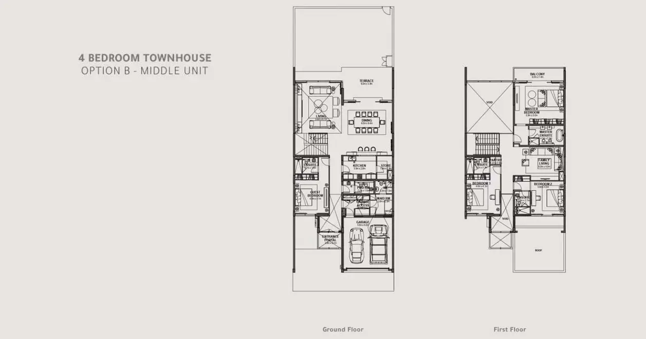 Option B (Middle Unit) floor plan