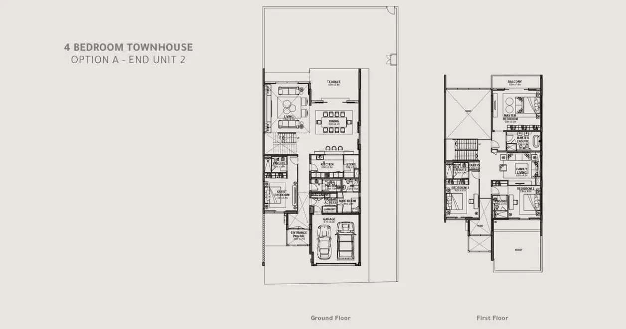 Option A (End Unit 2) floor plan