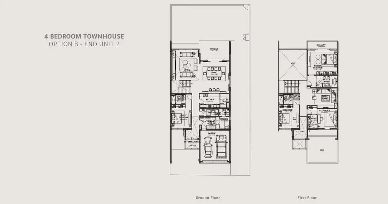 Option B (End Unit 2) floor plan