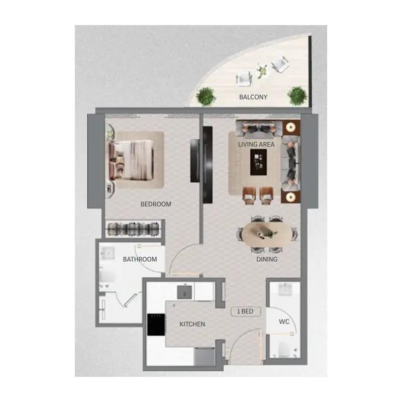 1 Bedroom apartments - Maybach Ultimate Luxury floor plan