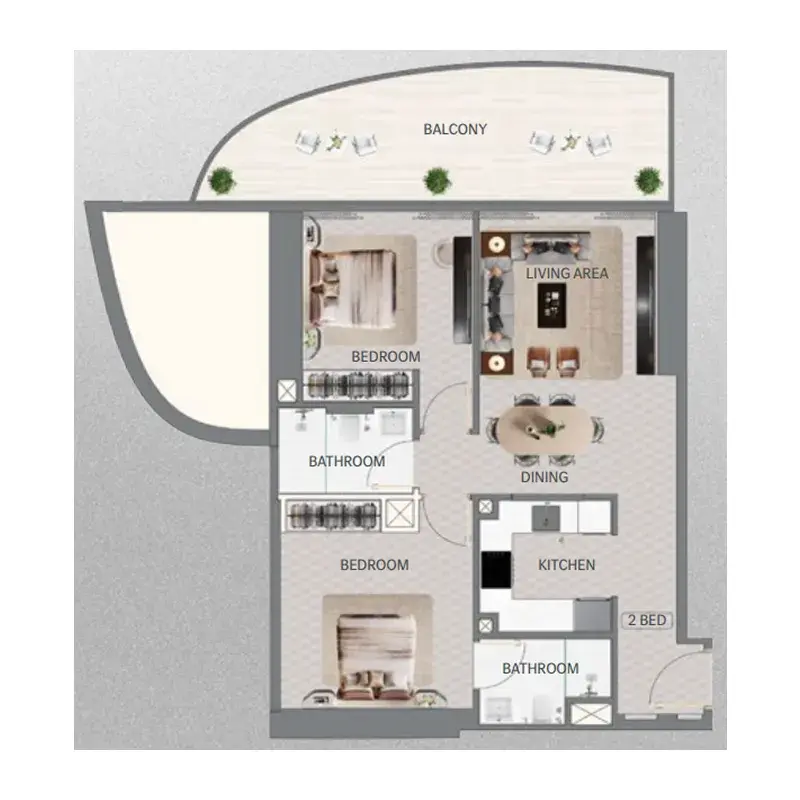 2 Bedrooms apartments - Maybach Ultimate Luxury floor plan