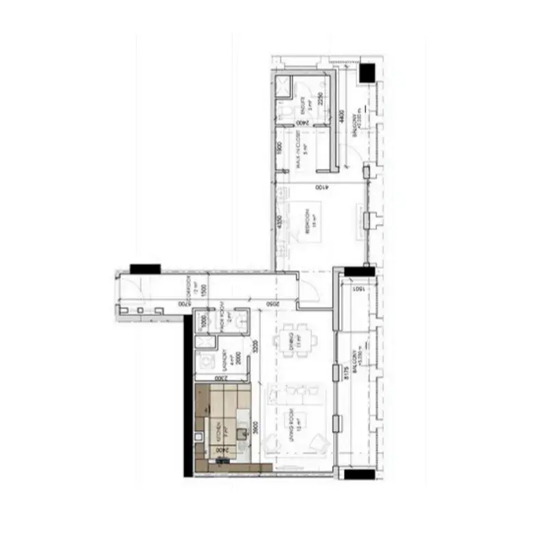 1 Bedroom apartments - Tura Residence floor plan
