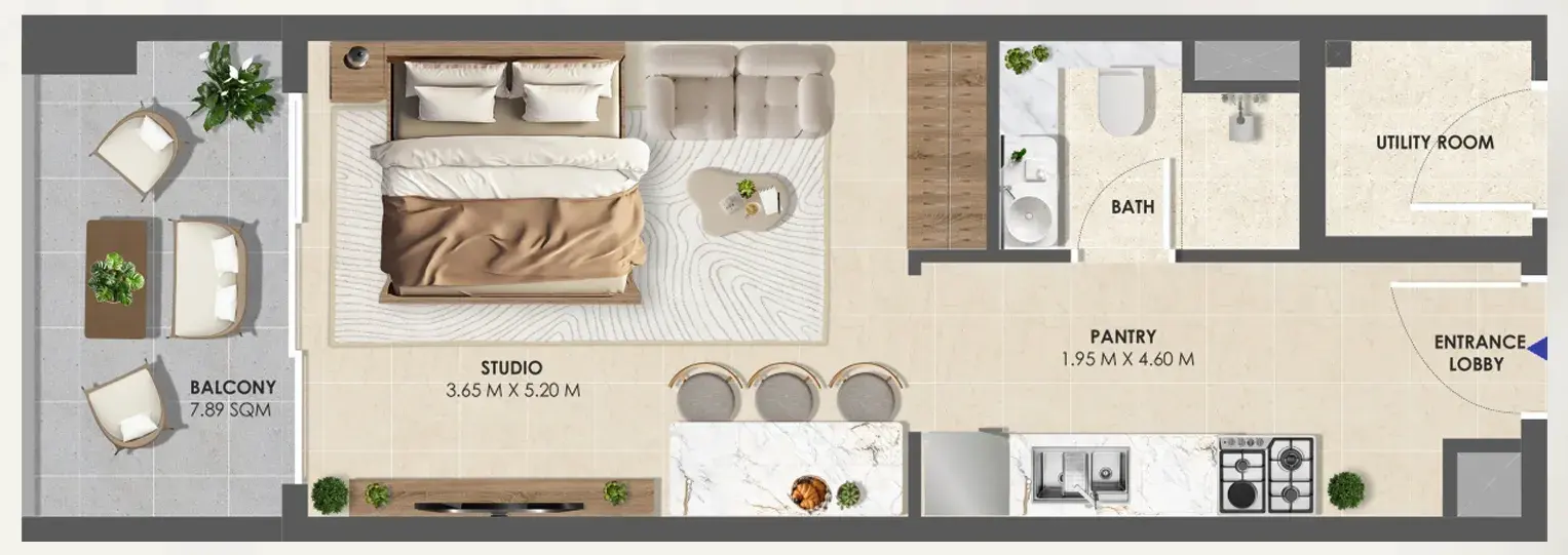 Studio apartments - Vivida Residences floor plan