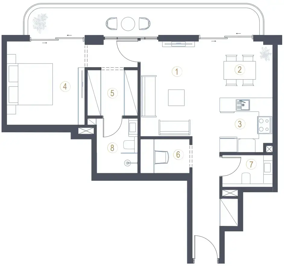 1 Bedroom apartments - Liora floor plan