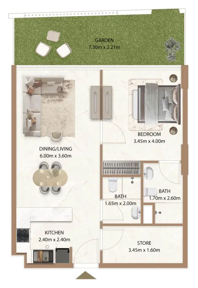 1 Bedroom apartments - Veda by AUM Development floor plan