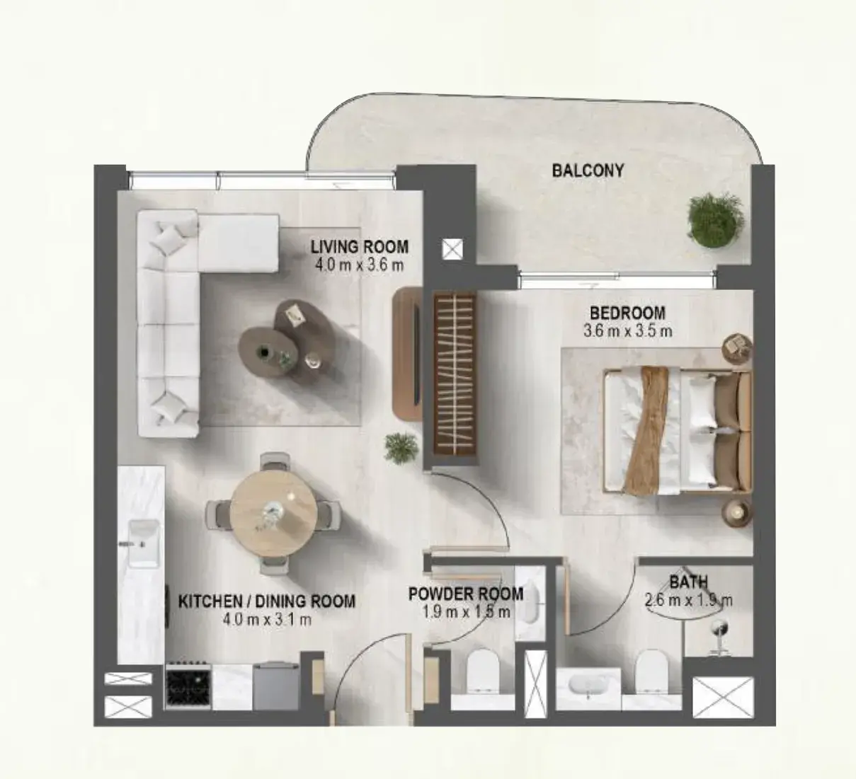 1 Bedroom apartments - Sanctuary floor plan