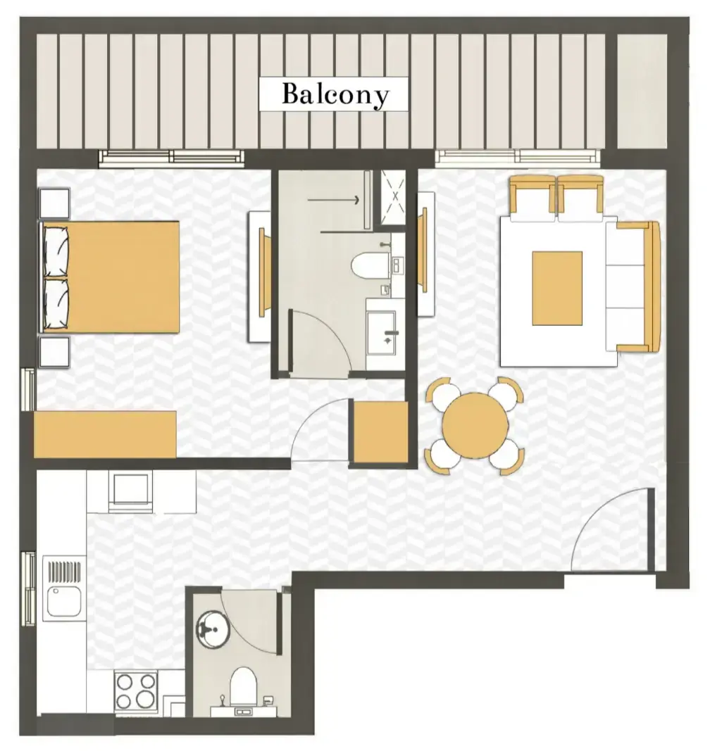 1 Bedroom apartments - Ashwood Residences floor plan
