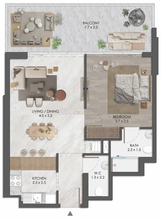 1 Bedroom apartments - Almaara Residences floor plan
