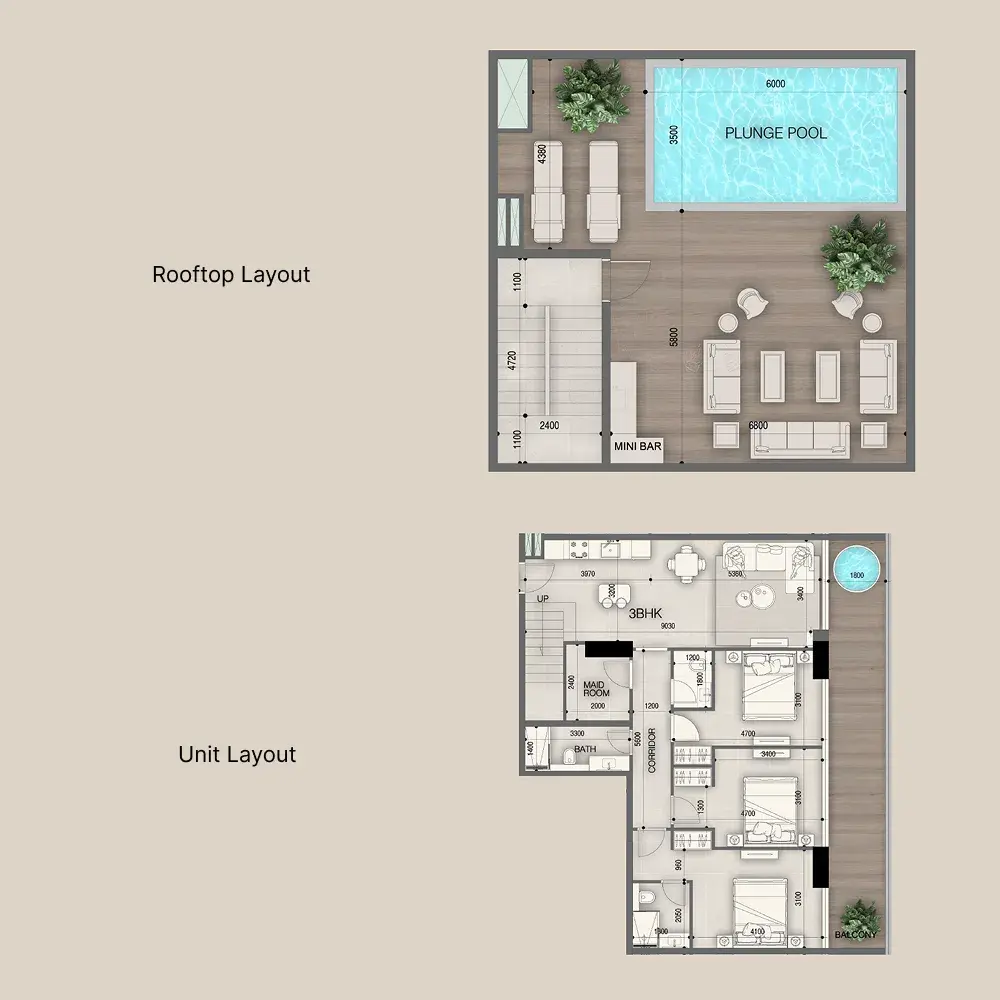 3 Bedrooms penthouse - Peace Avenue floor plan