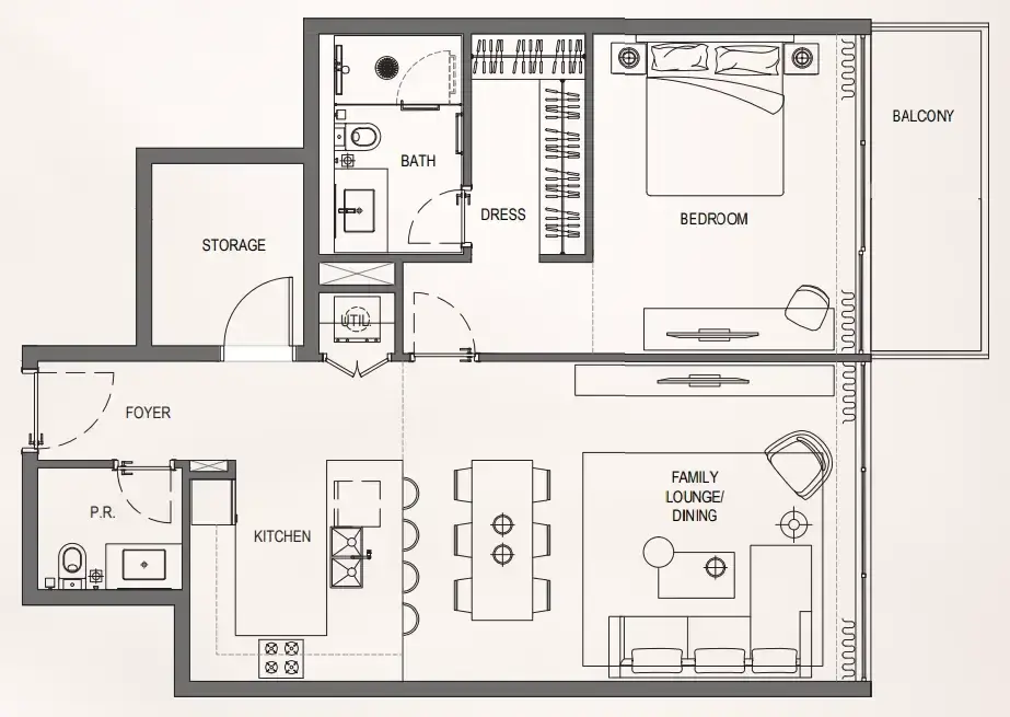 1 Bedroom apartments - Bayview Boulevard floor plan