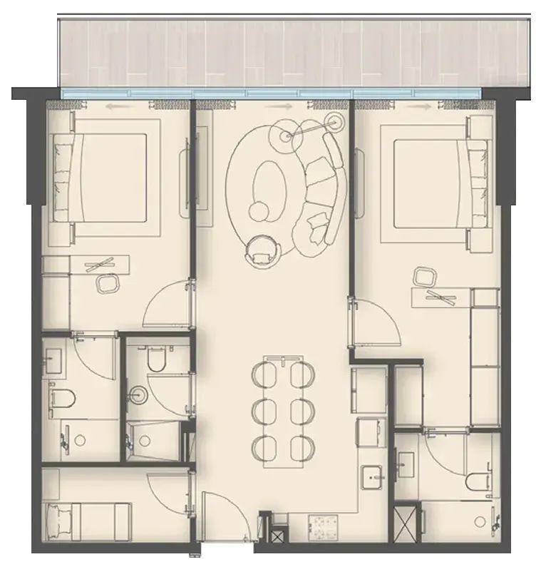 2 Bedrooms apartments - Enre Residence by Imtiaz floor plan