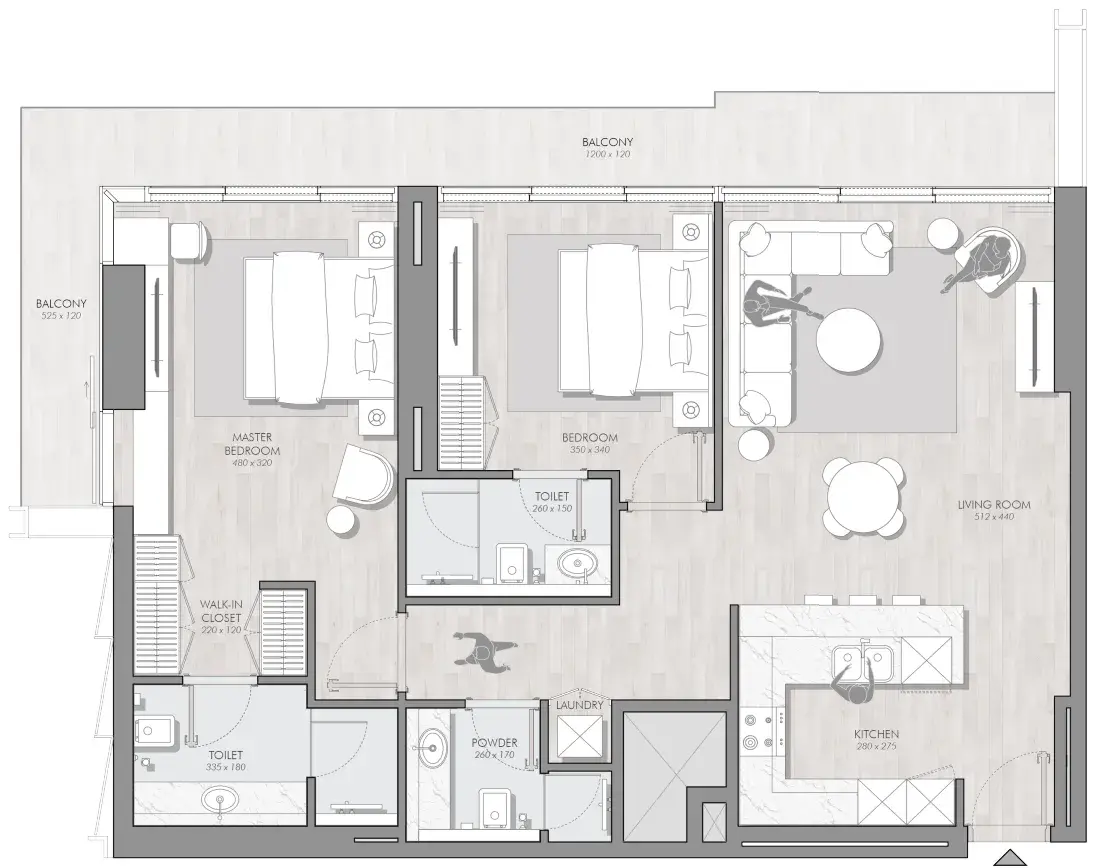 2 Bedrooms apartments - Avant Garde Residences 2 floor plan
