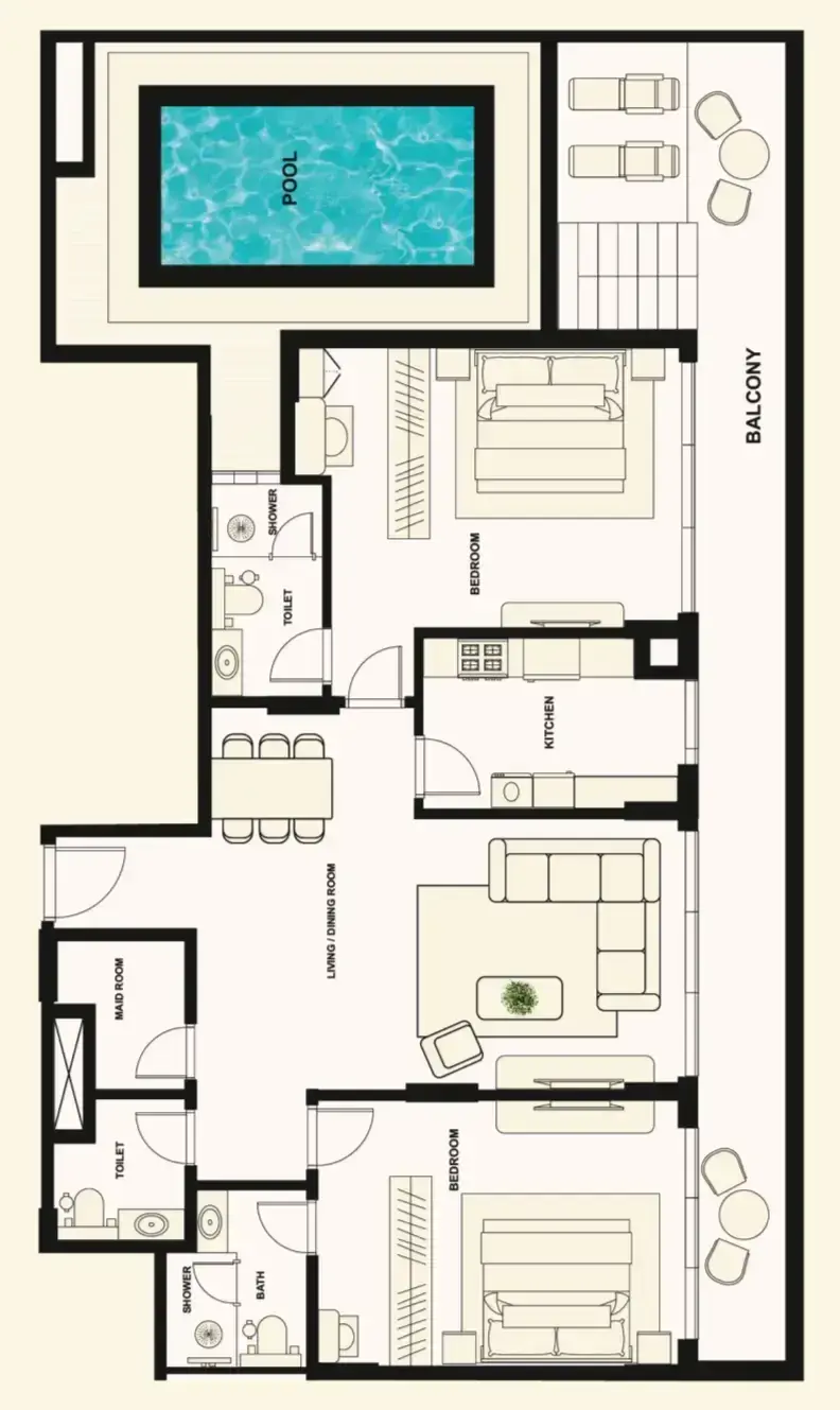 2.5 bedrooms penthouse - The Elysian floor plan