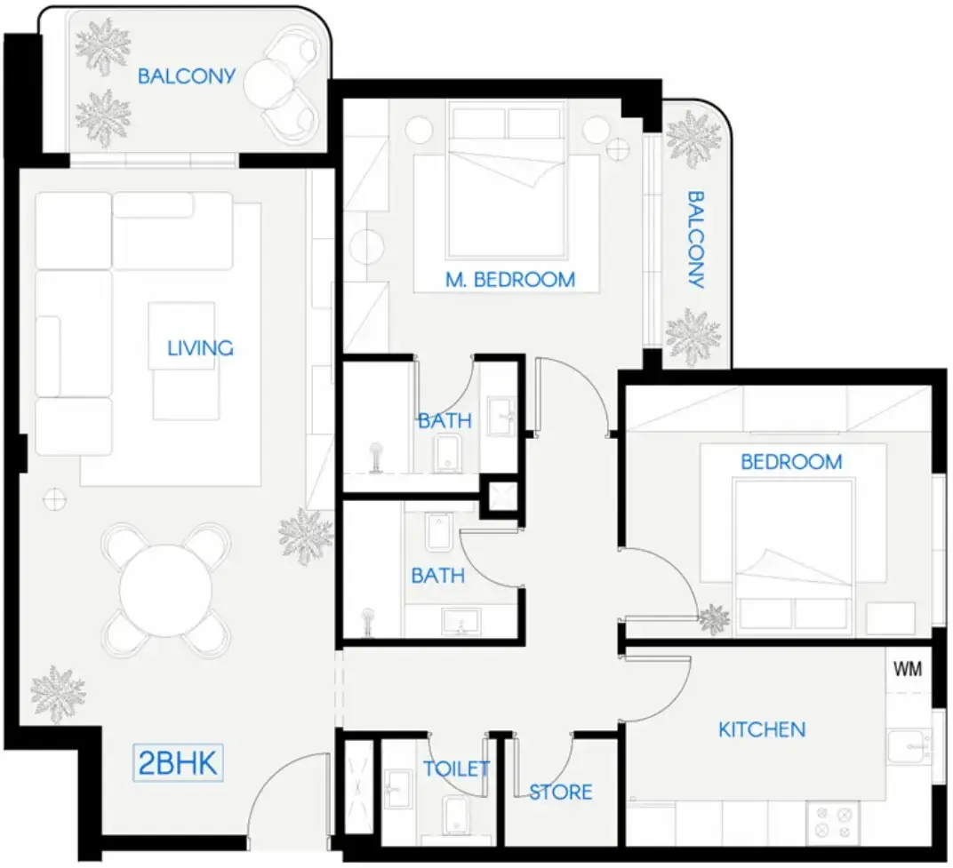 2 Bedrooms apartments - Celestara Residences floor plan