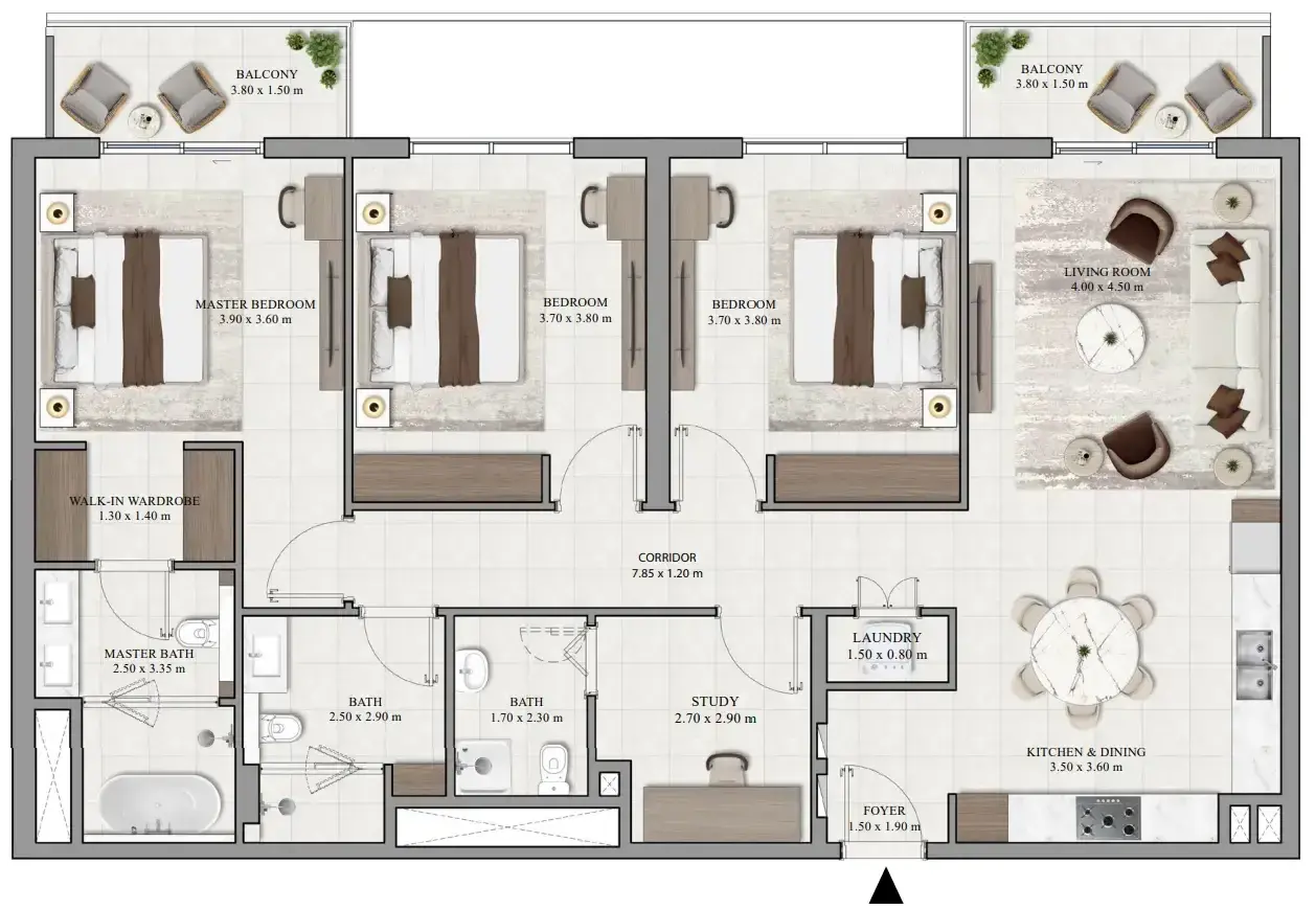 3 Bedrooms apartments - Vista Ridge floor plan