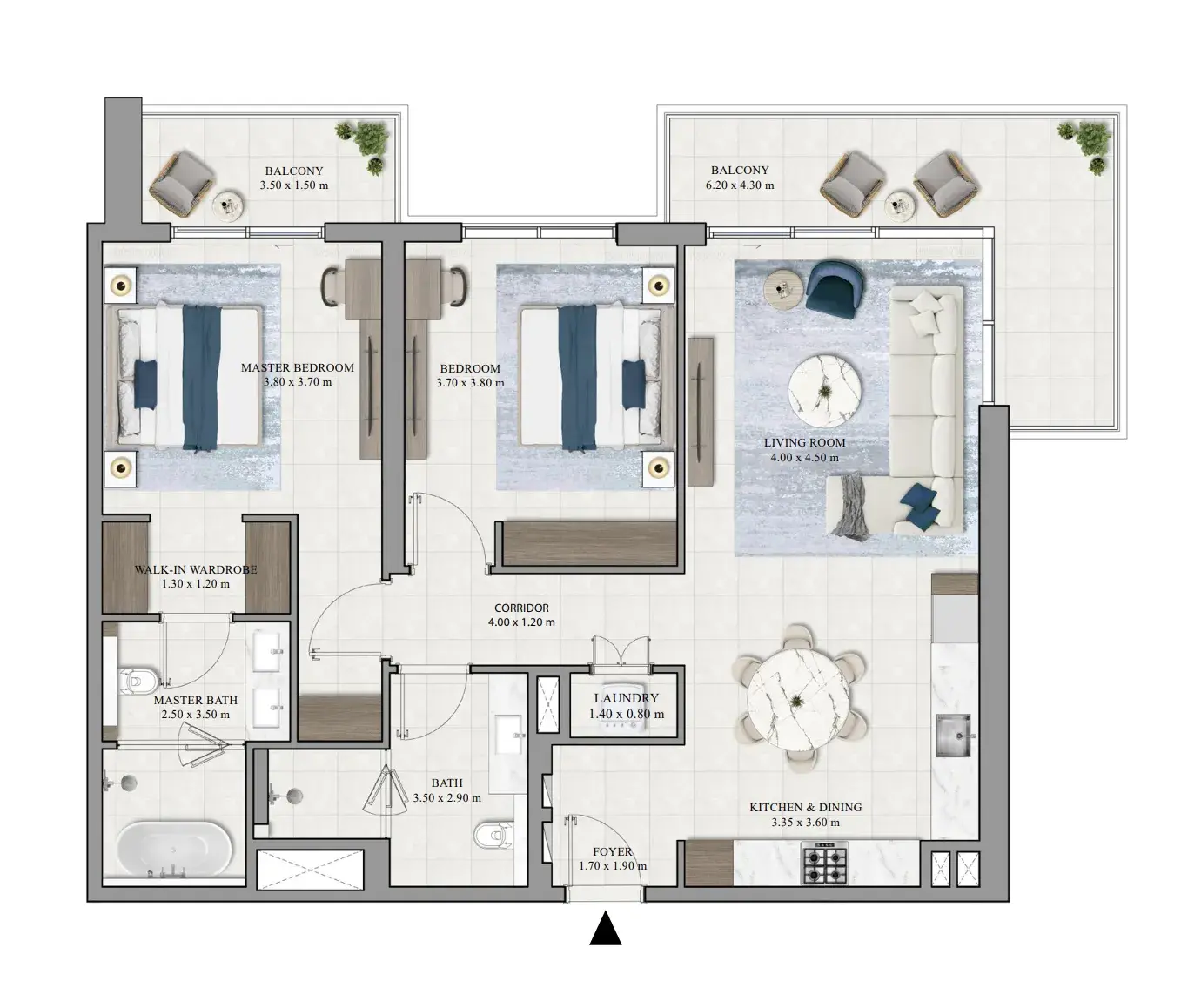 2 Bedrooms apartments - Grove Ridge floor plan