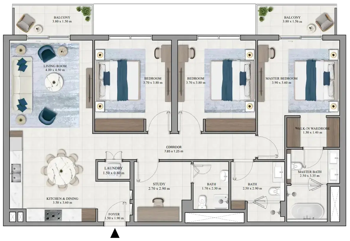 3 Bedrooms apartments - Grove Ridge floor plan