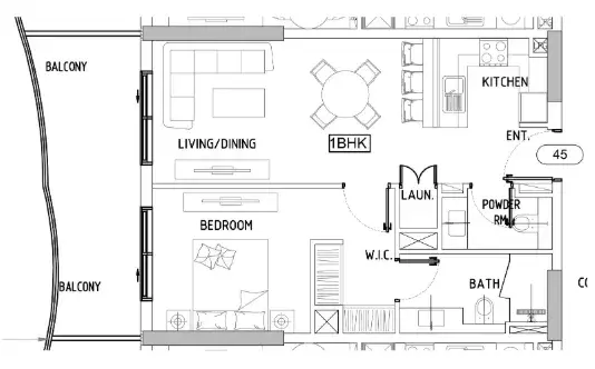 1 Bedroom apartments - Damac Lagoons Views Phase 3 floor plan