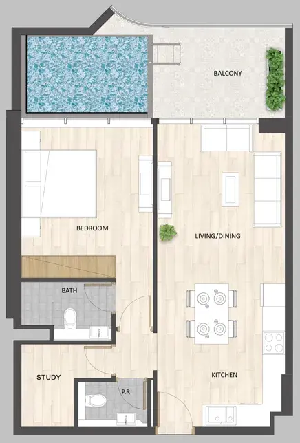 1 Bedroom apartments - Barari Palace floor plan