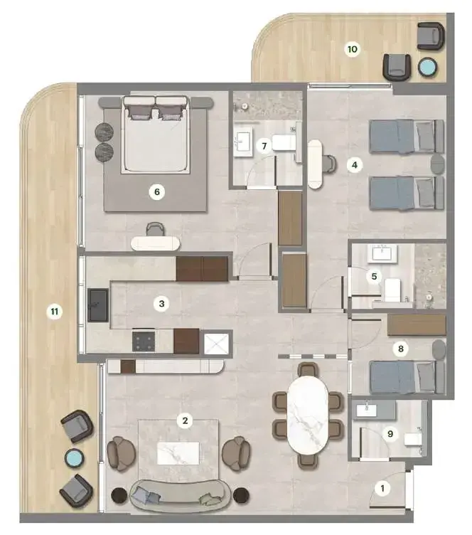 2 Bedrooms apartments - Parkgreen Residences floor plan