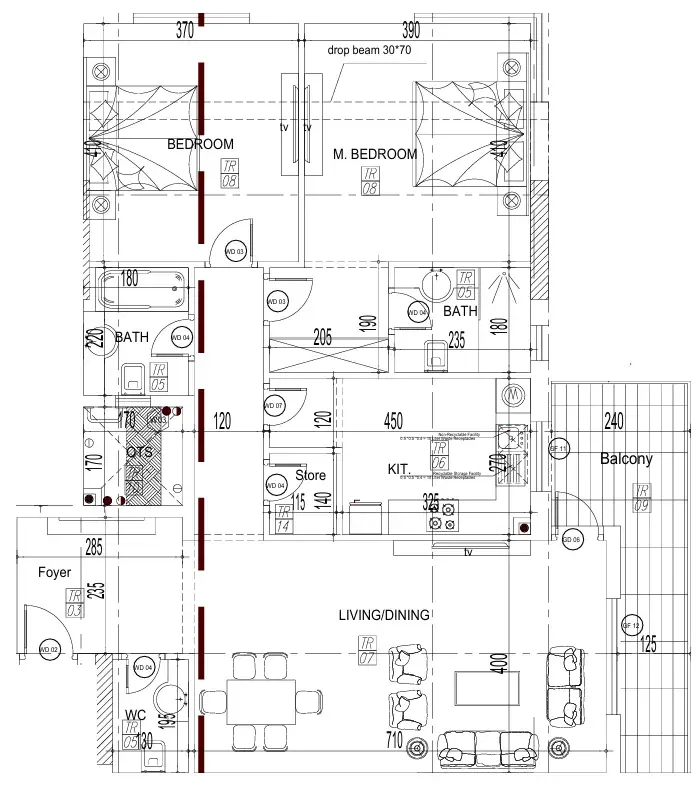 2 Bedrooms apartments - Paradise View II floor plan