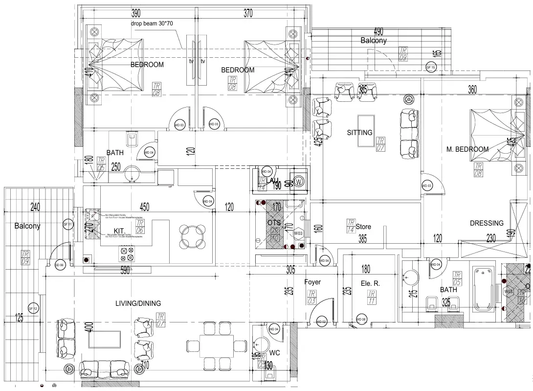 3 Bedrooms apartments - Paradise View II floor plan