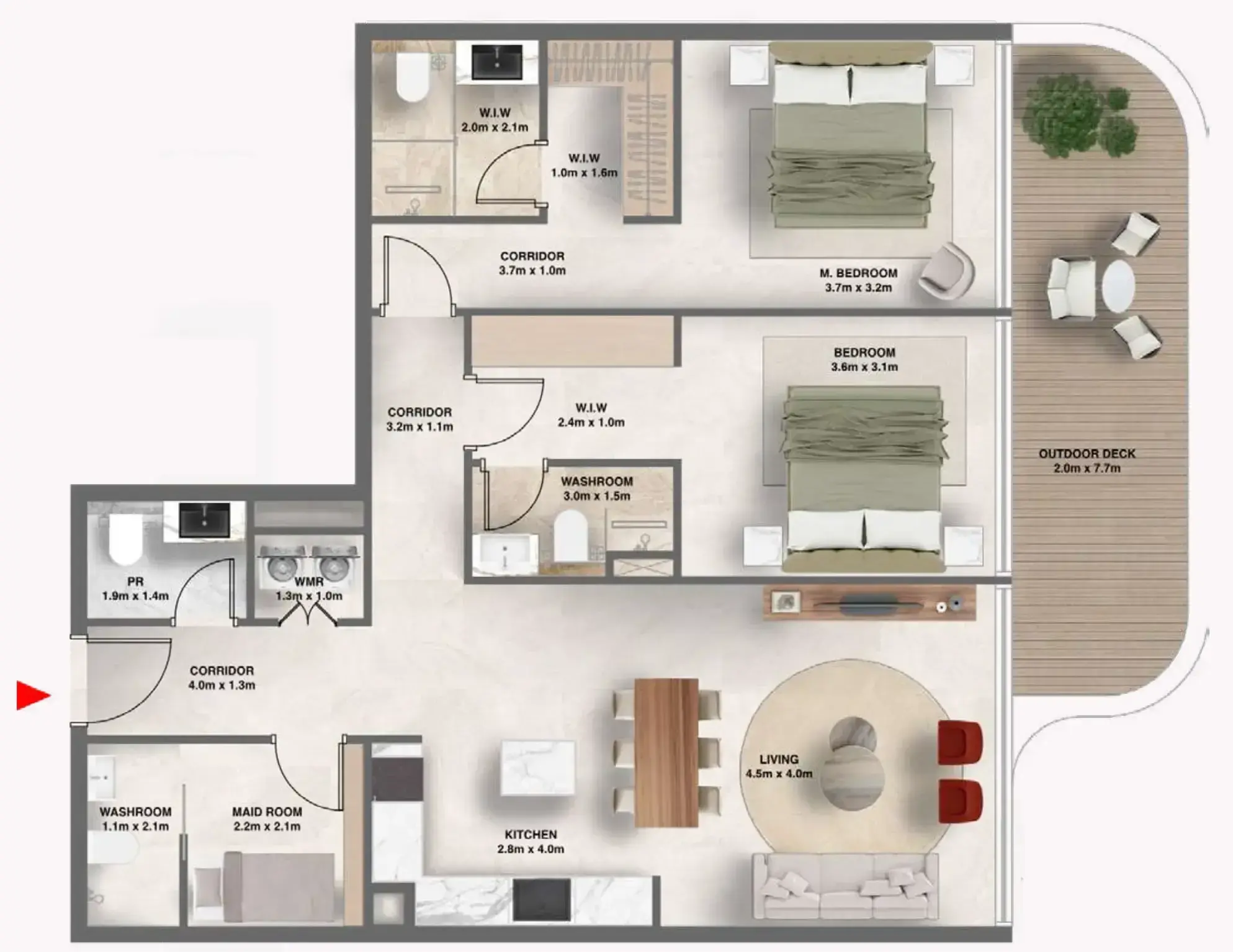 2 Bedrooms apartments - The Tides floor plan