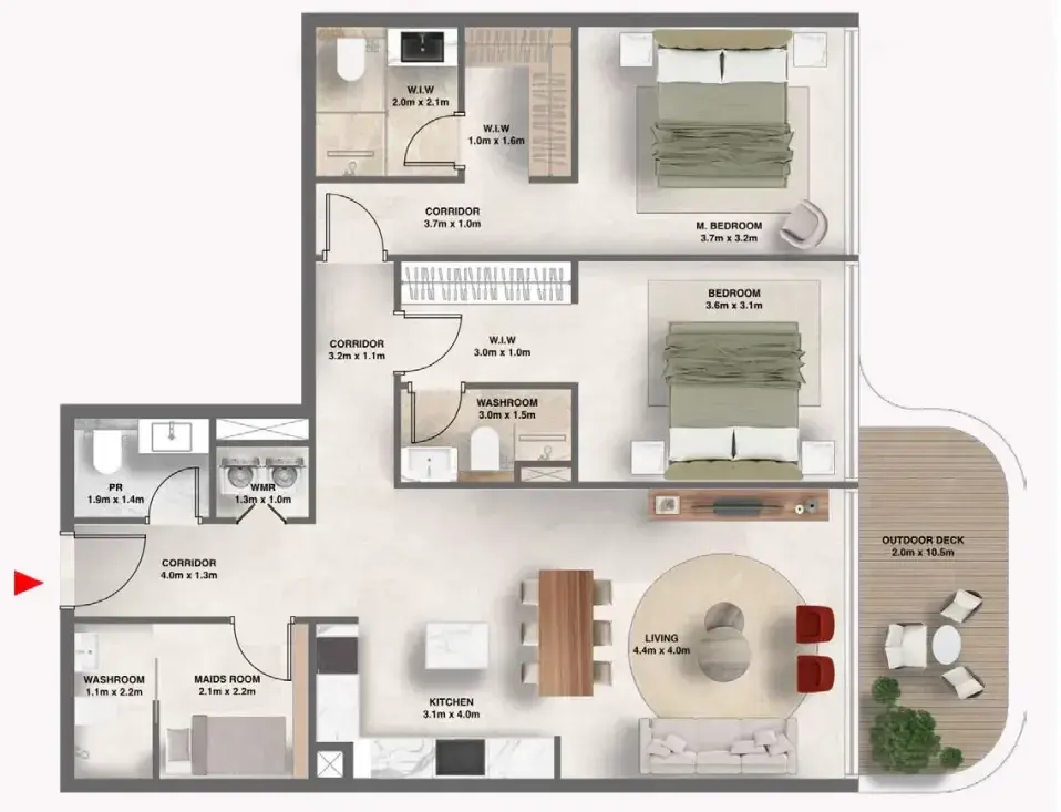 2.5 bedrooms apartments - The Tides floor plan