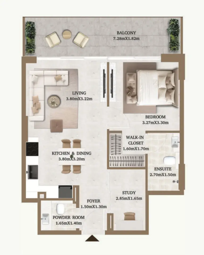 1.5 bedrooms apartments - Arthouse Private Residences floor plan