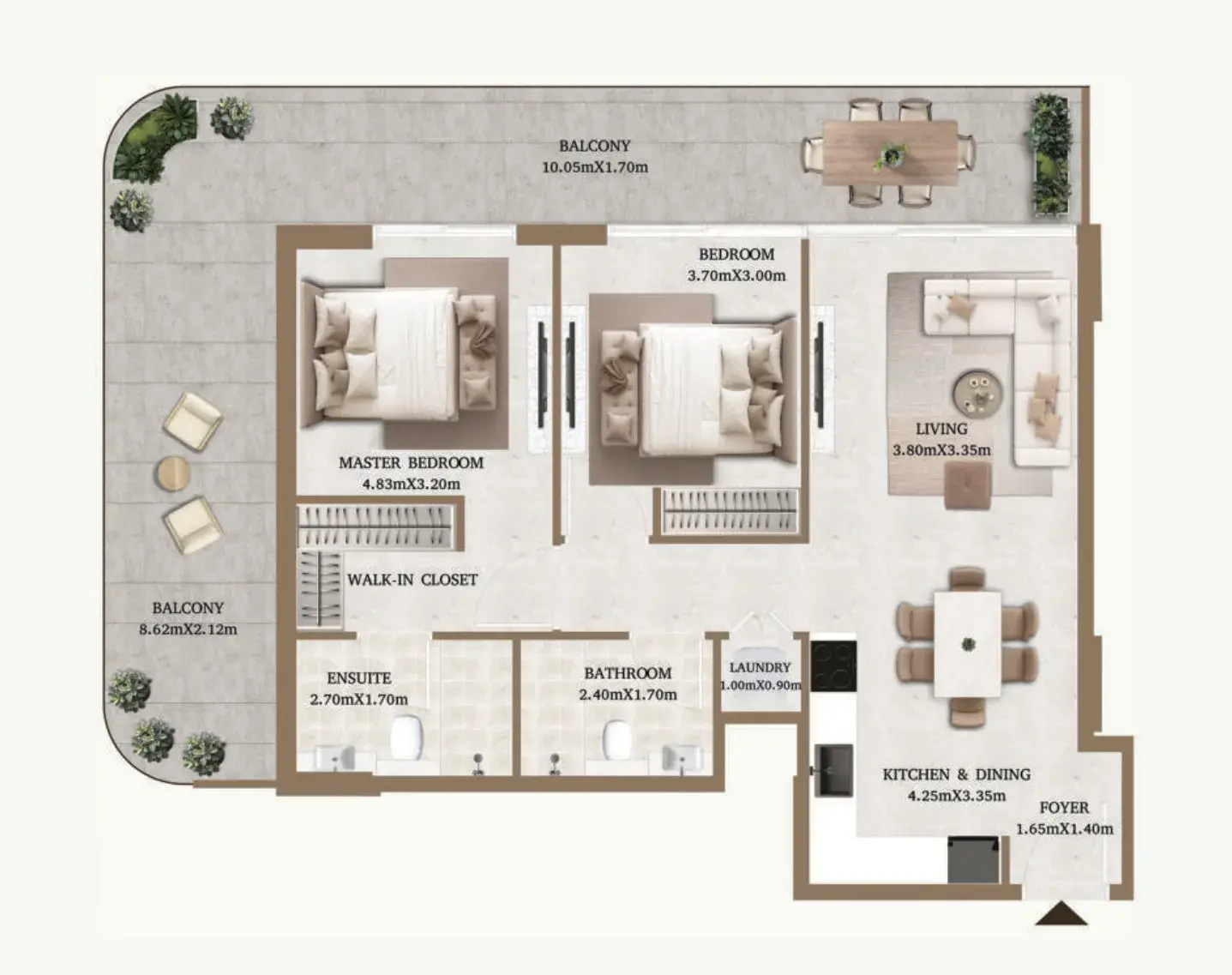 2 Bedrooms apartments - Arthouse Private Residences floor plan