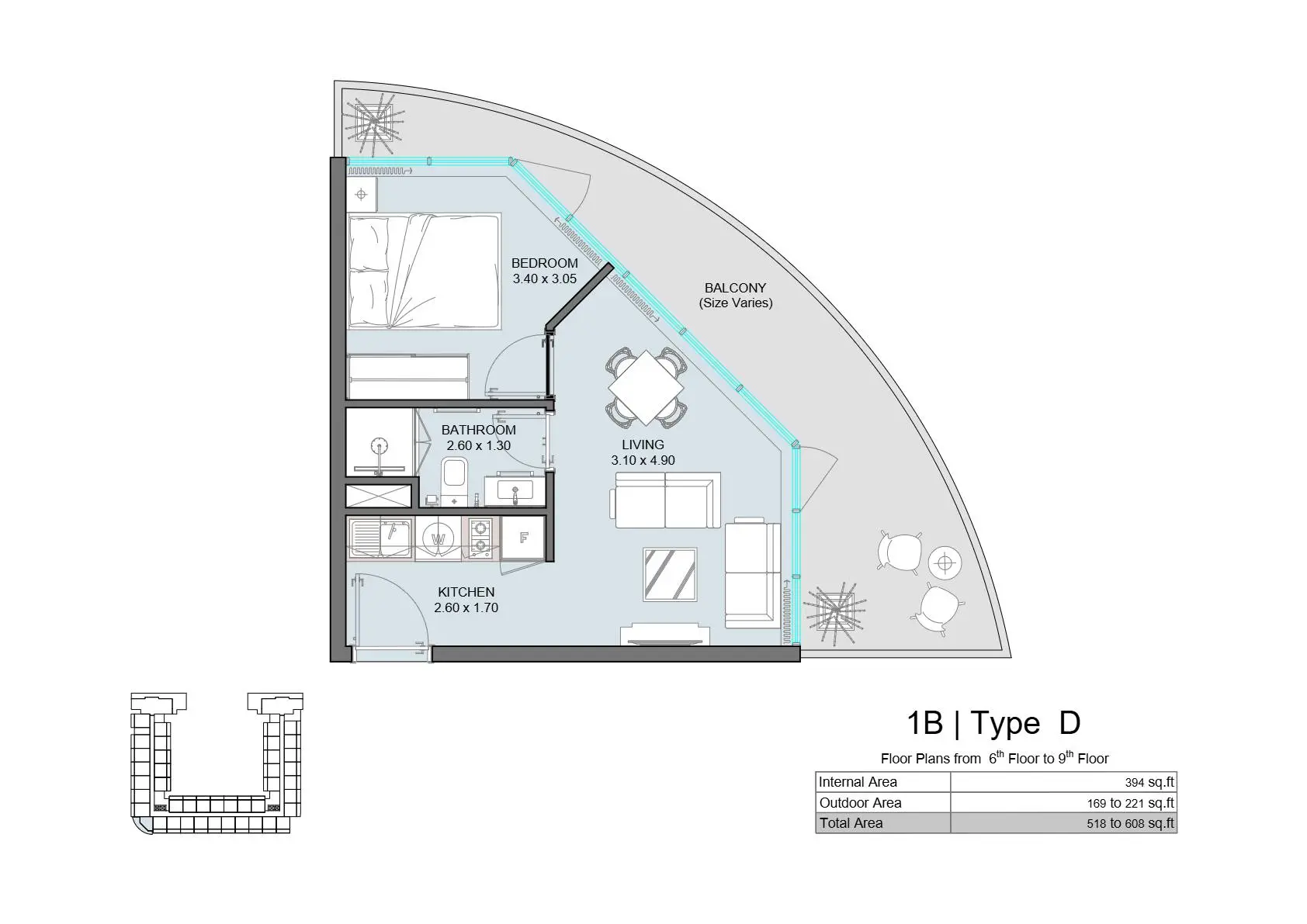 1B | Type D floor plan