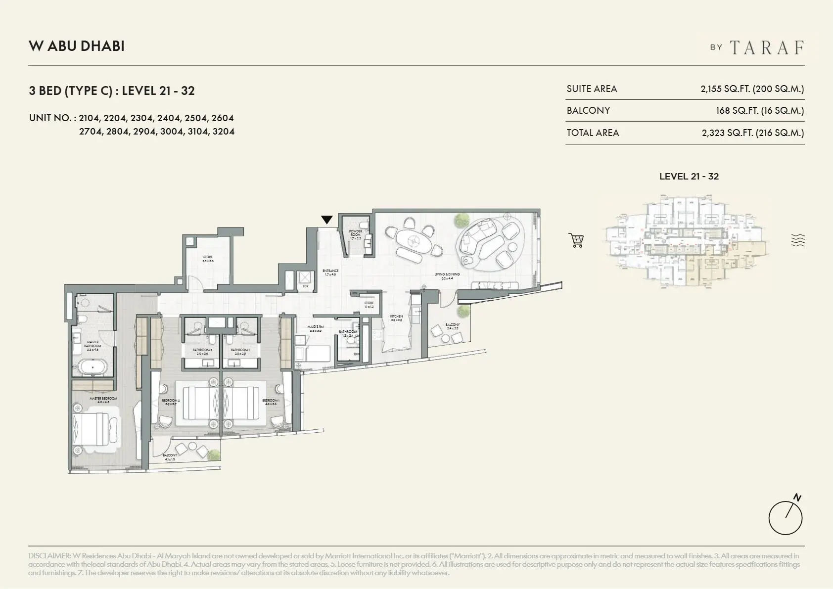 Type C | Level 21 - 32 floor plan