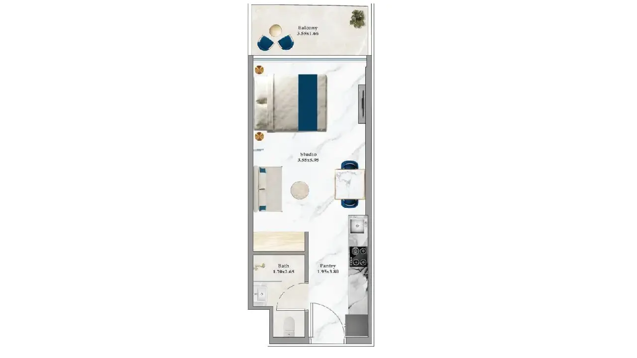 Studio No. ASPZ-F39-3904 floor plan