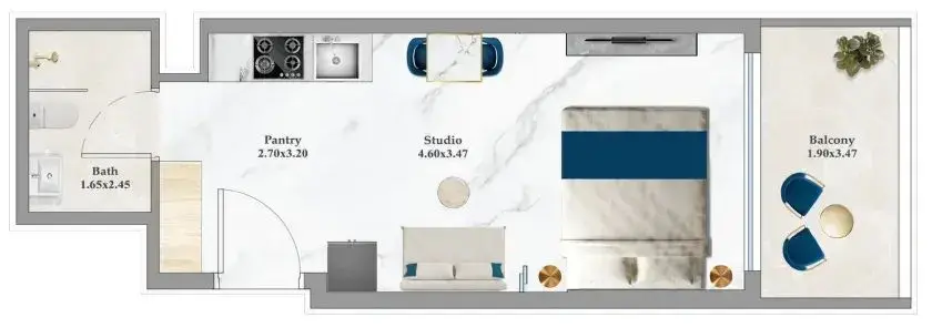 Studio No. ASPZ-F39-3905 floor plan