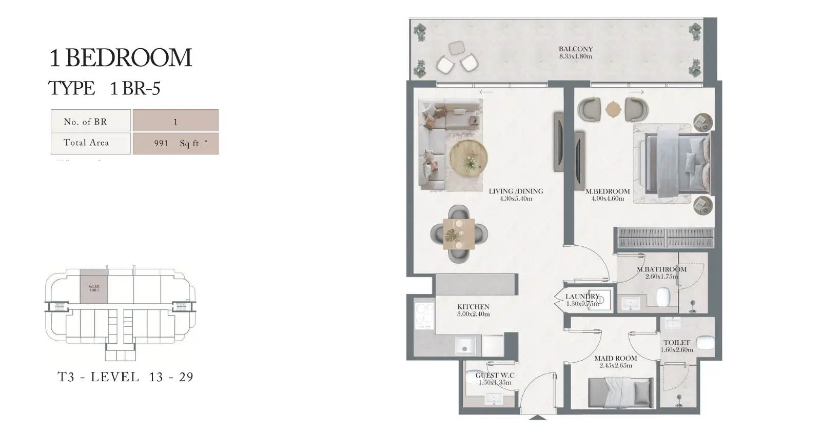 1BR-5 floor plan