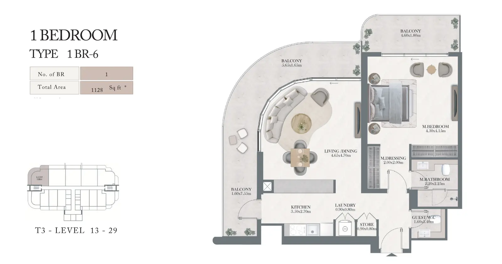 1BR-6 floor plan