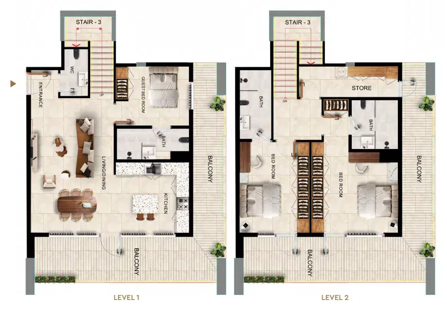3 Bedrooms penthouse - Kingdom Gate floor plan