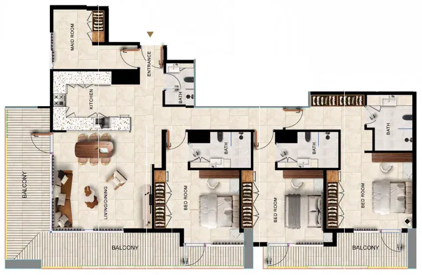 3.5 bedrooms apartments - Kingdom Gate floor plan