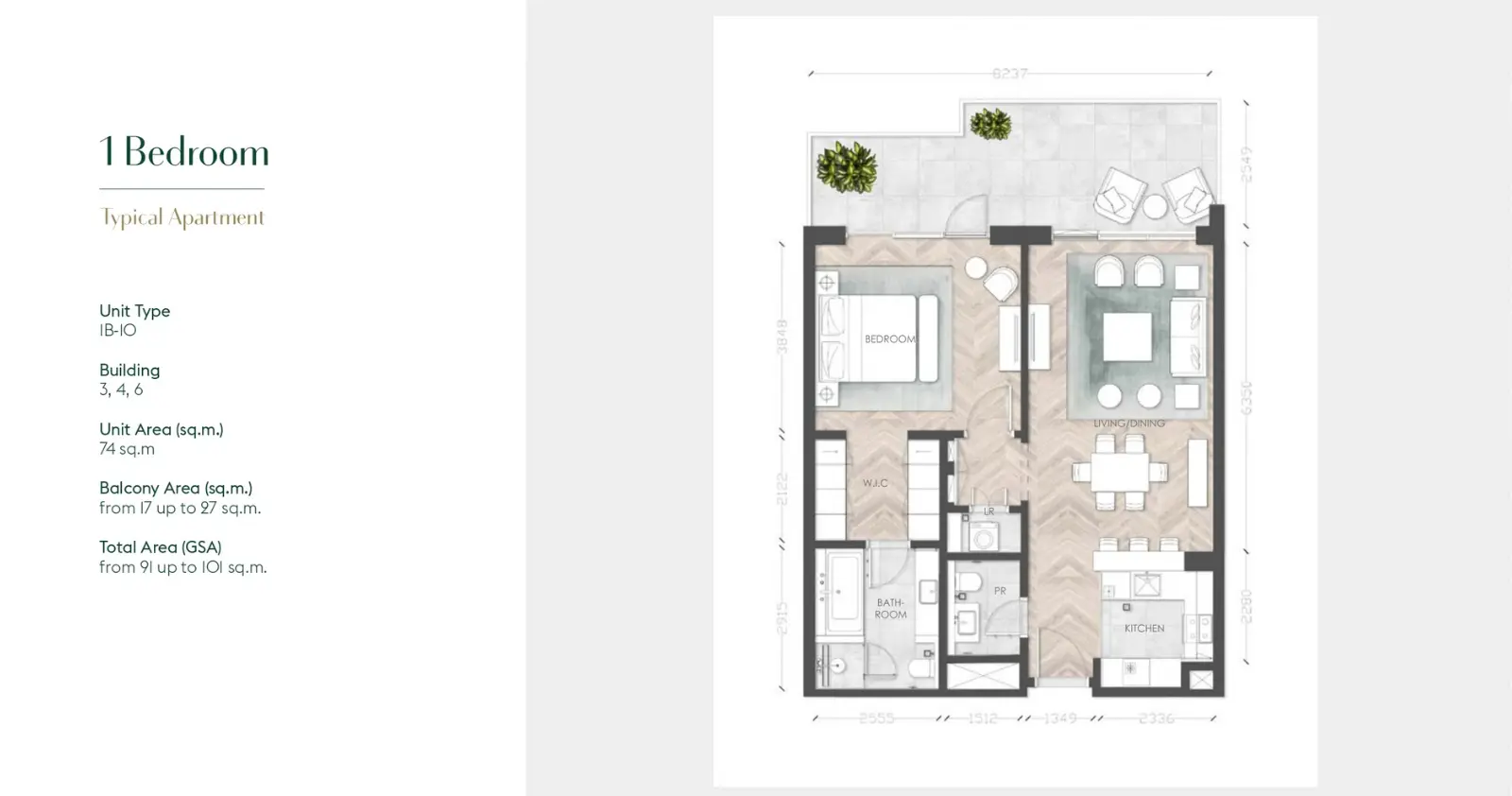 1B-10 floor plan