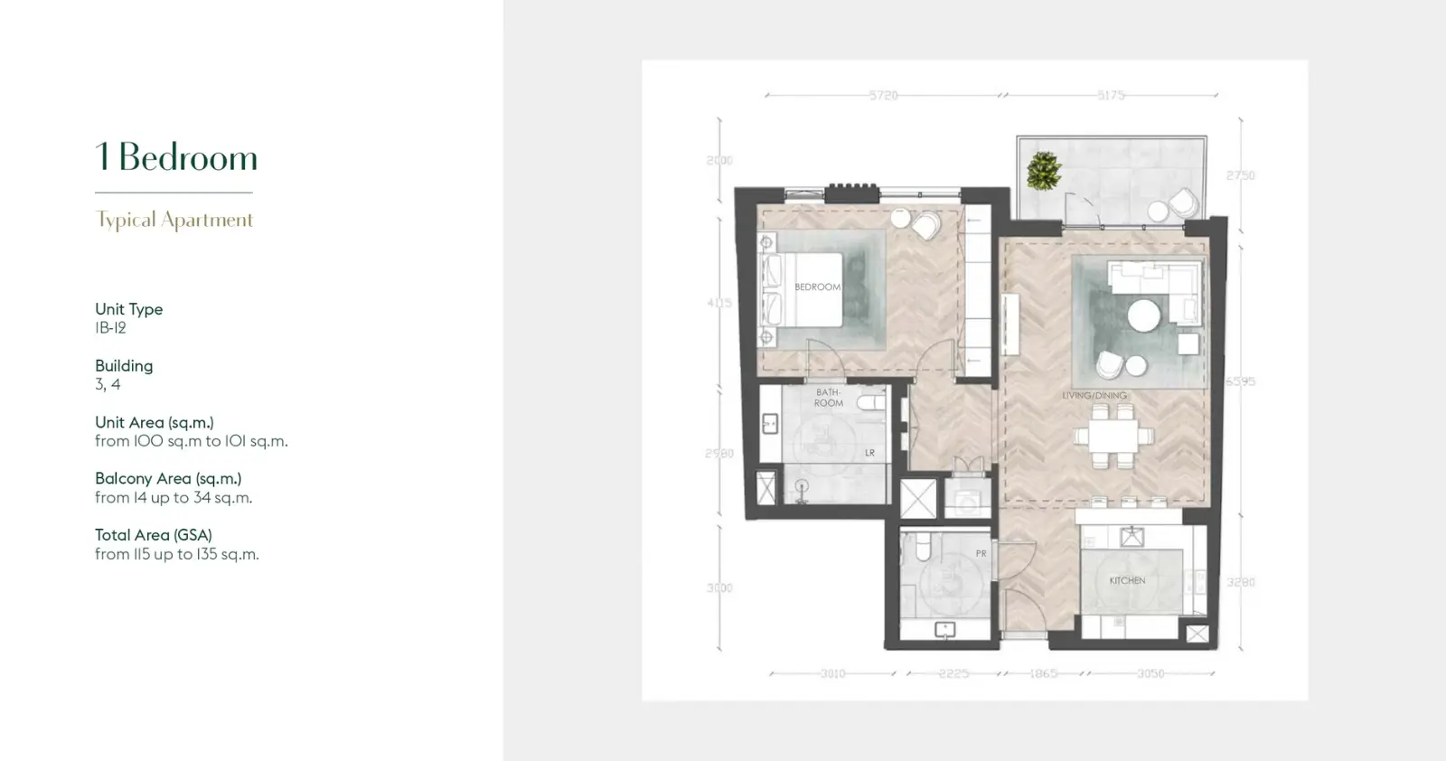1B-12 floor plan
