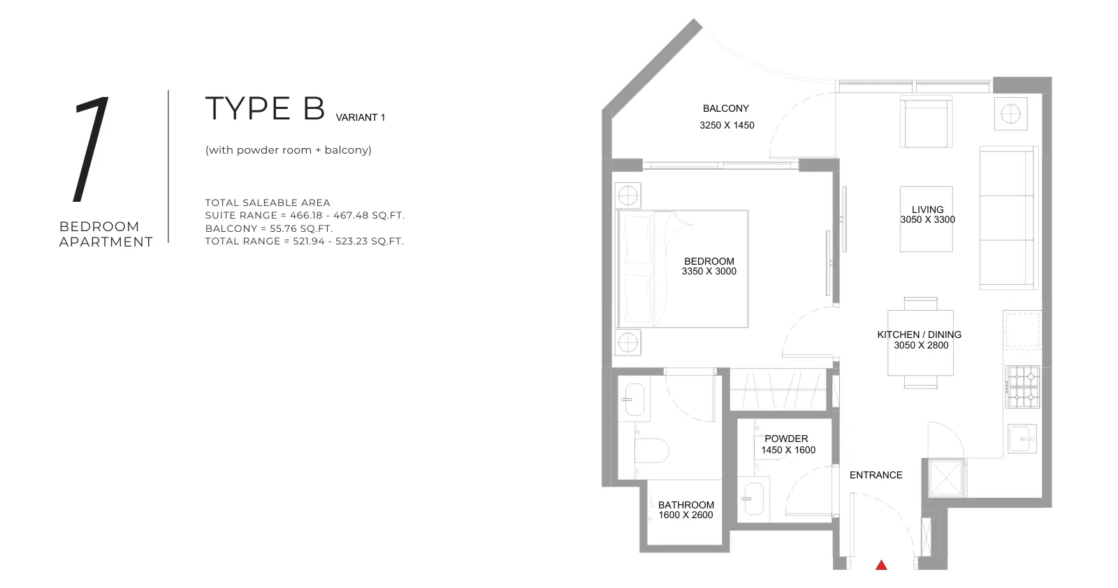 Type B – Variant 1 floor plan