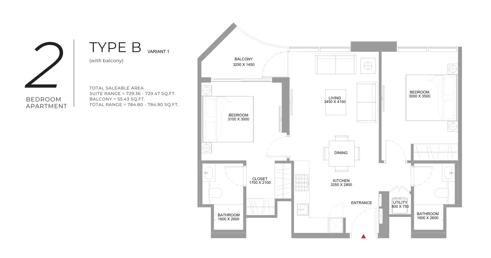 Type B – Variant 1 floor plan