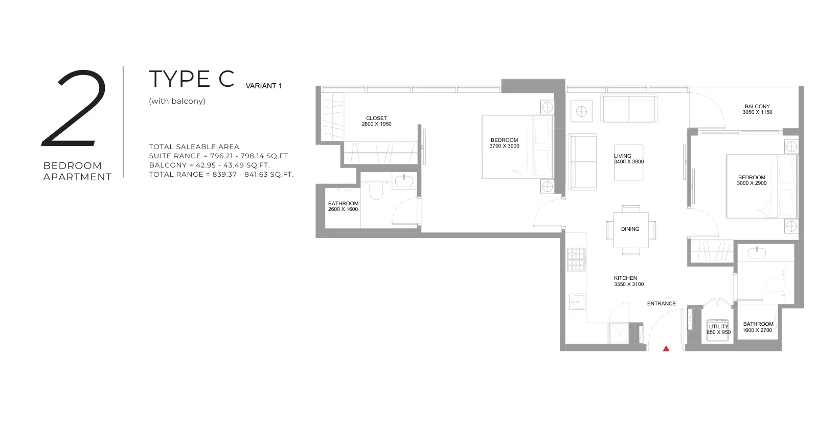 Type C – Variant 1 floor plan