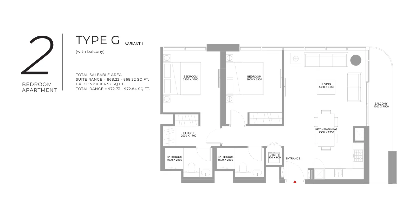 Type G – Variant 1 floor plan