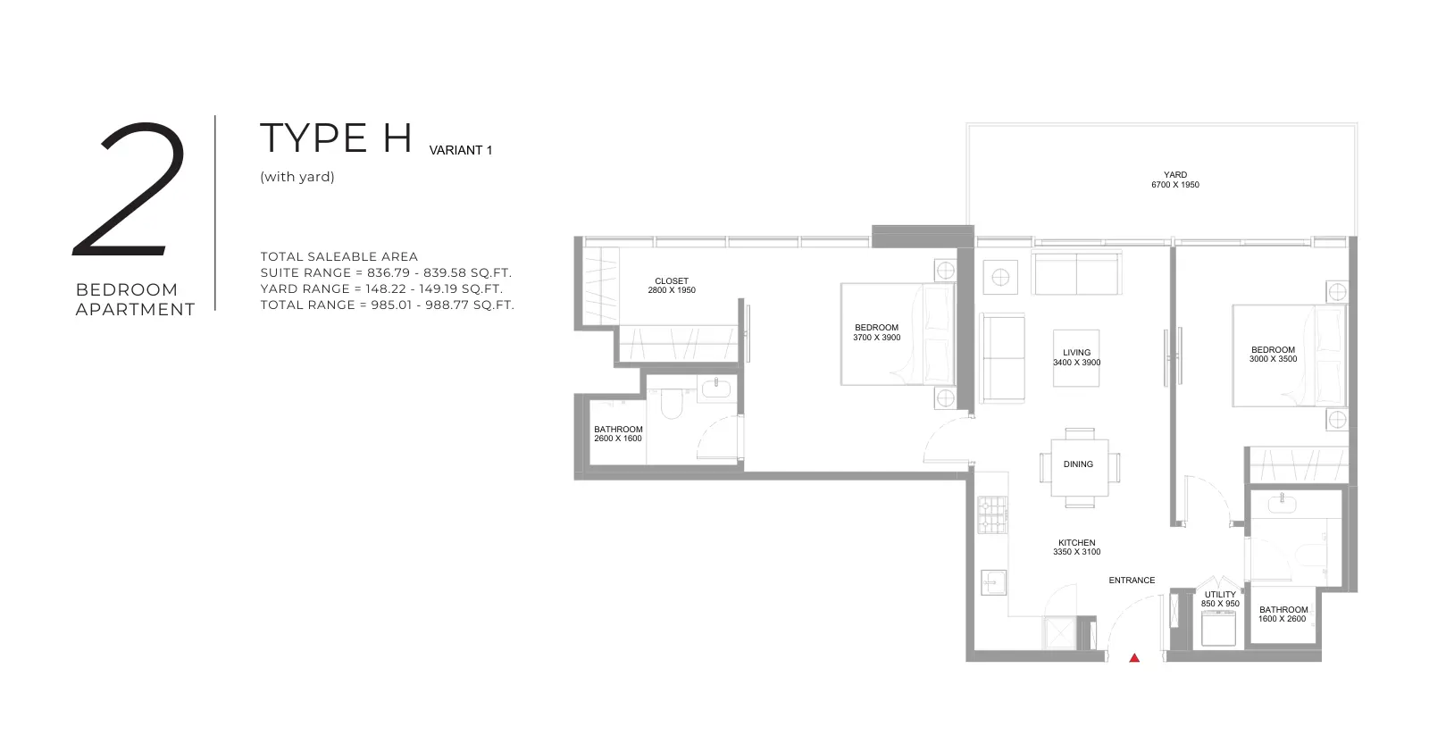Type H – Variant 1 floor plan