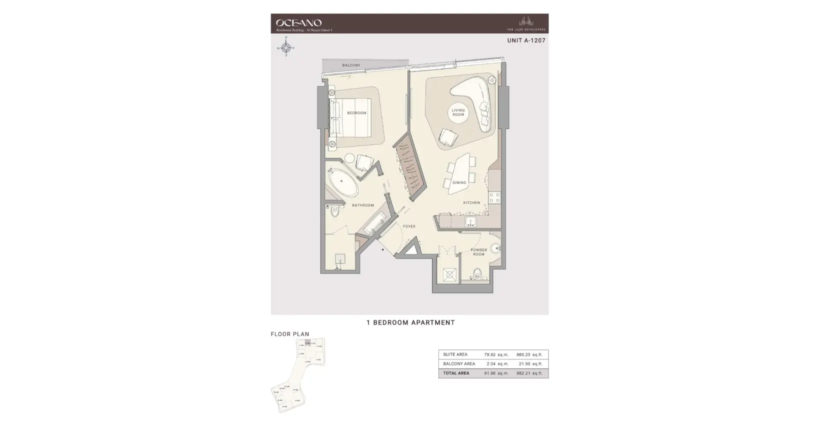 Unit A-1207 floor plan