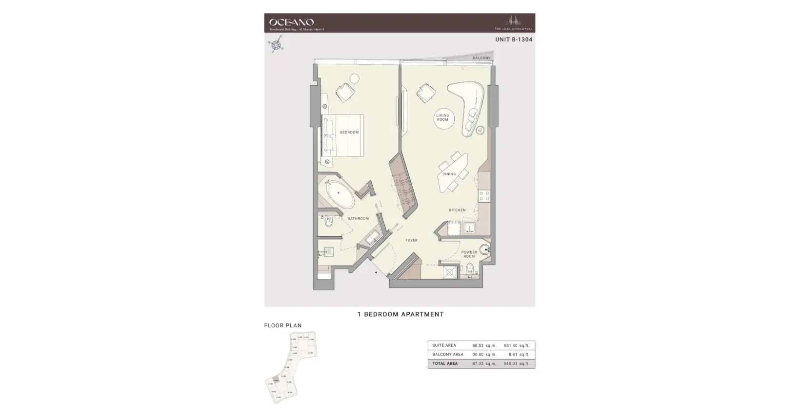 Unit B-1304 floor plan