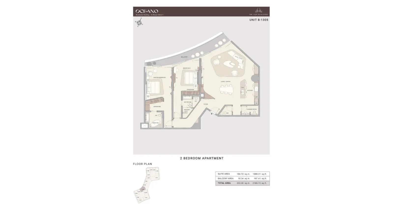 Unit B-1305 floor plan