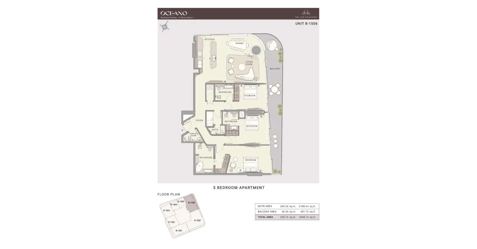 Unit B-1506 floor plan