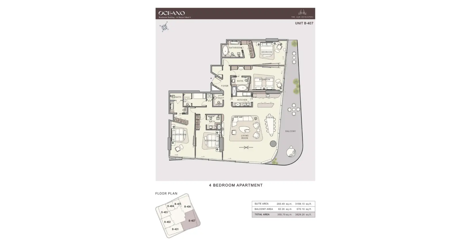 Unit B-407 floor plan